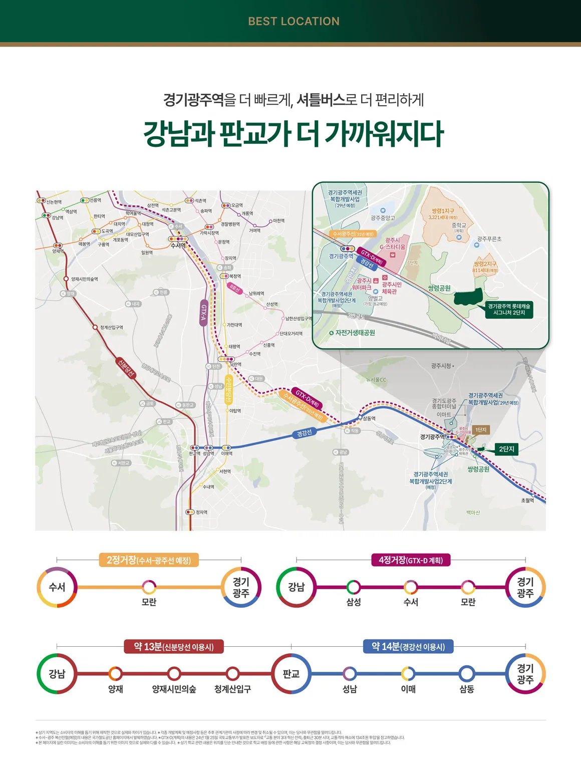 경기광주역 롯데캐슬 시그니처 2단지 입지 안내도 — 경강선·수서광주선·GTX-D 노선